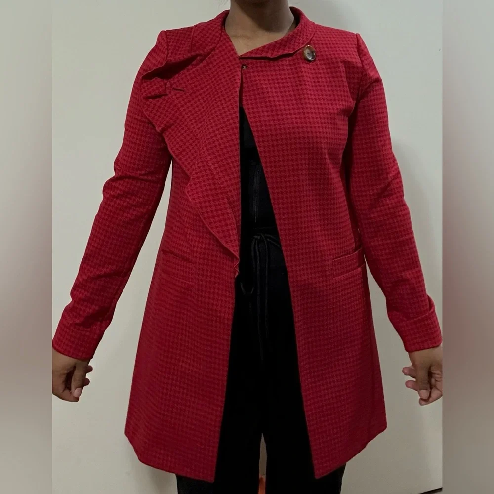 CAbi Crimson Houndstooth Coat / Jacket - Picture 3 of 9